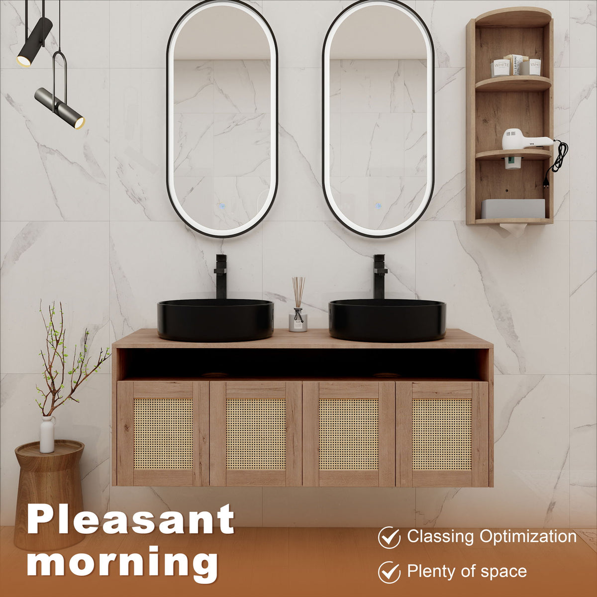 Bathroom Vanity &amp; Art Sink And Storage Rack, Float Mounting Design