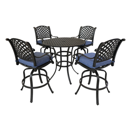 Round 41.97&quot; Long Bar Height Dining Set With Cushions