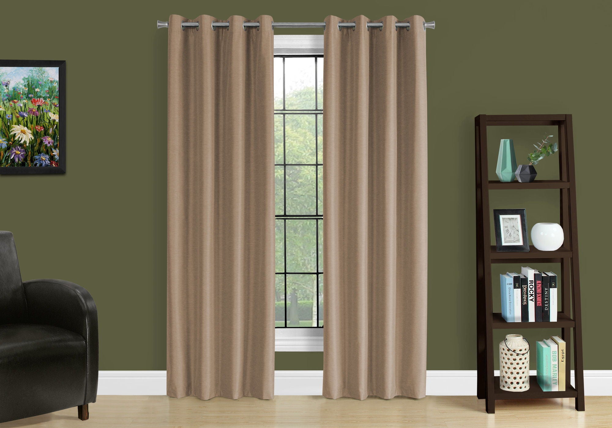 2 Pieces Set, Curtain Panel, Room Darkening, Grommet, Contemporary &amp; Modern