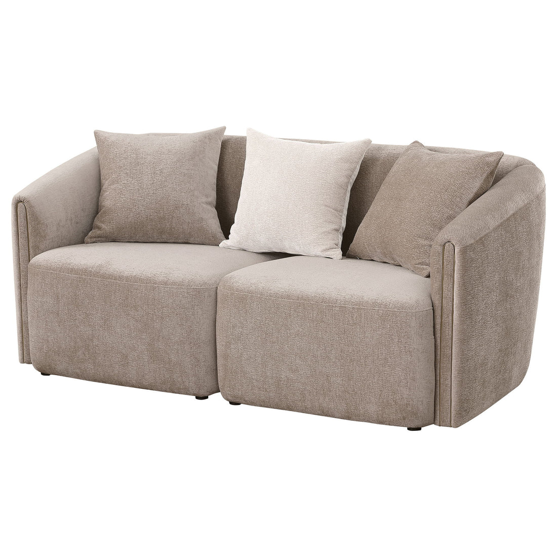 Silvana - Upholstered Rolled Loveseat With Curved Back And Foam Cushions - Beige