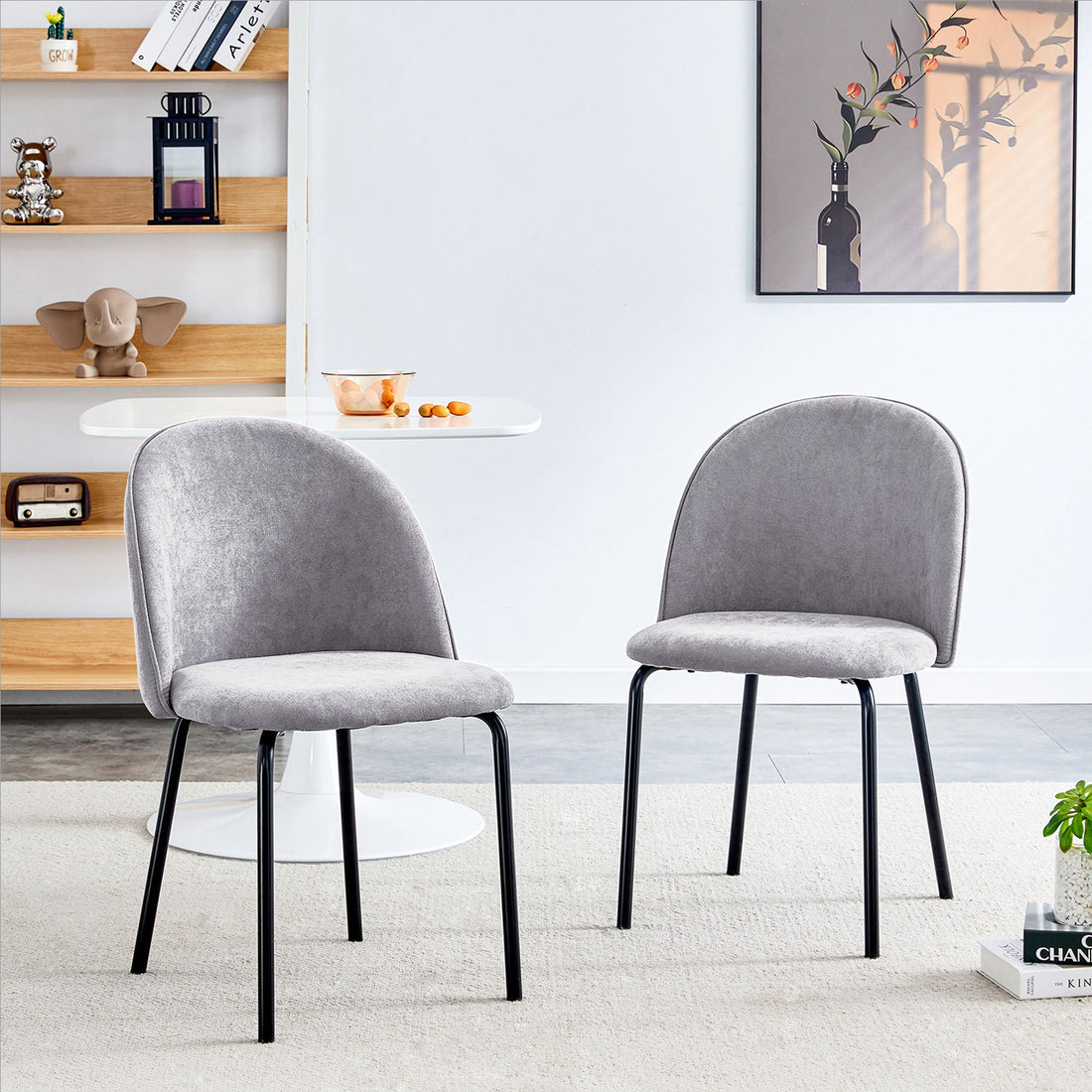 Modern Chair With Iron Tube Legs, Soft Cushions And Comfortable Backrest, Suitable For Dining Room, Living Room, Cafe