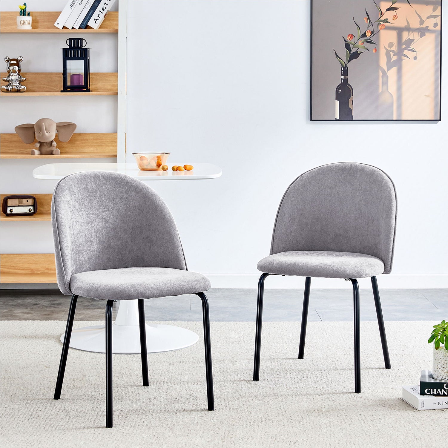 Modern Chair With Iron Tube Legs, Soft Cushions And Comfortable Backrest, Suitable For Dining Room, Living Room, Cafe