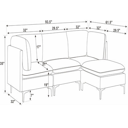 Upholstered Modular Sectional &amp; Tall Legs