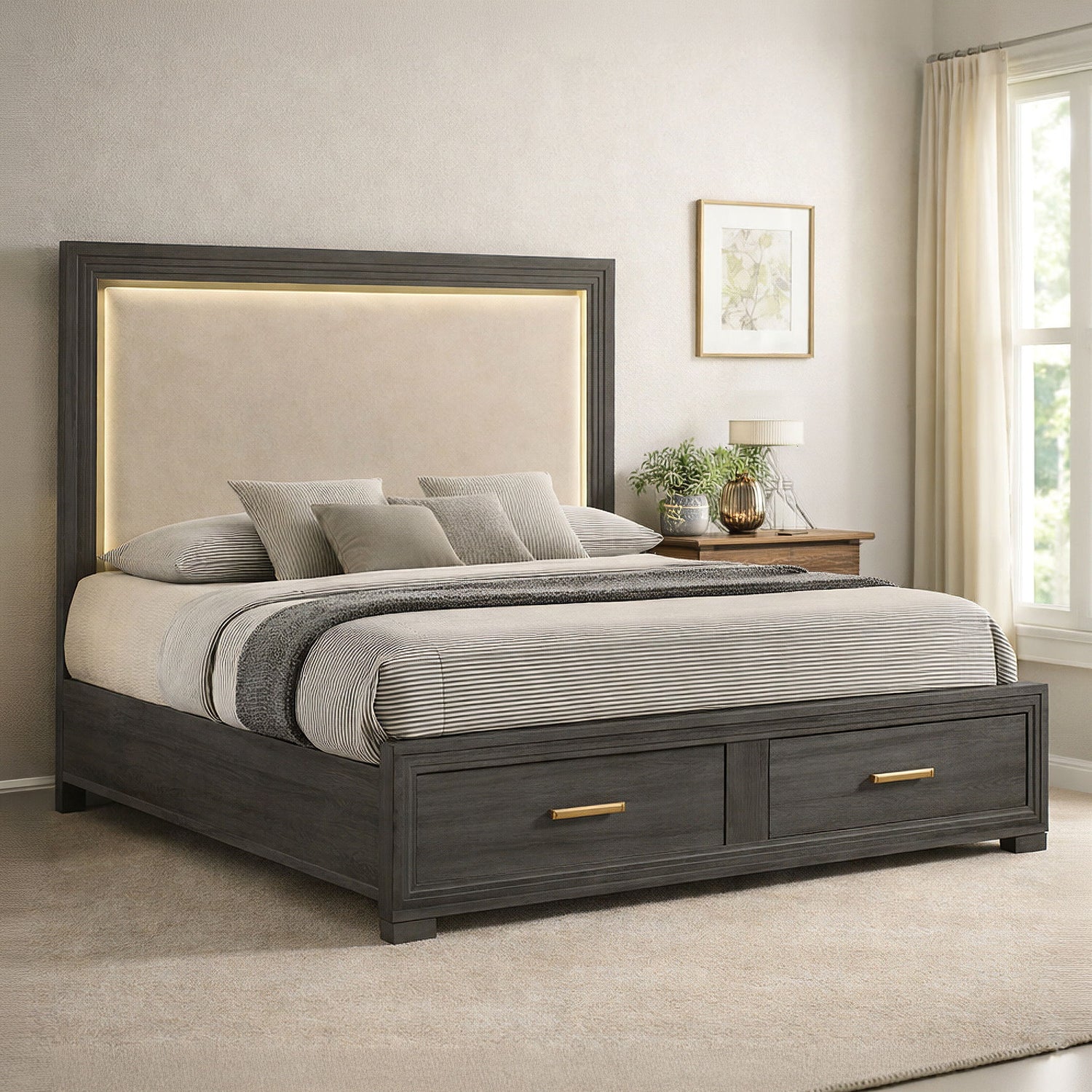 Colorado - Bed With Upholstered LED Headboard