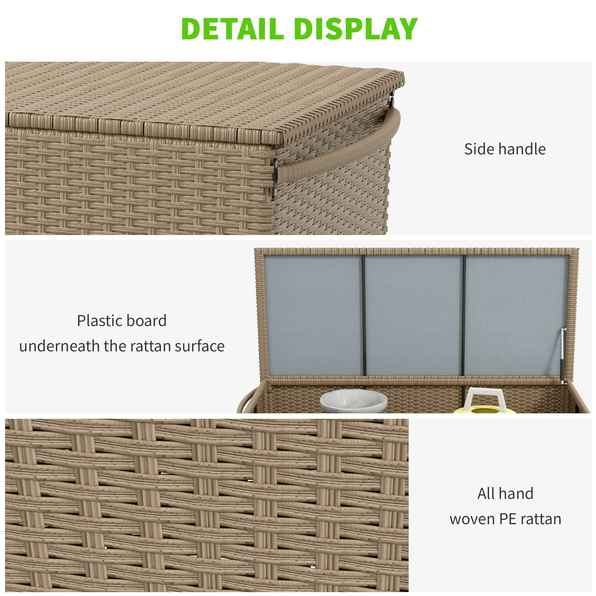 Outsunny - 83 Gallon Deck Box, Large Outdoor Storage Chest, Pe Wicker Trunk For Outside On Wheels For Garden Tools, Pool Toys &amp; Patio Furniture Cushions - Brown