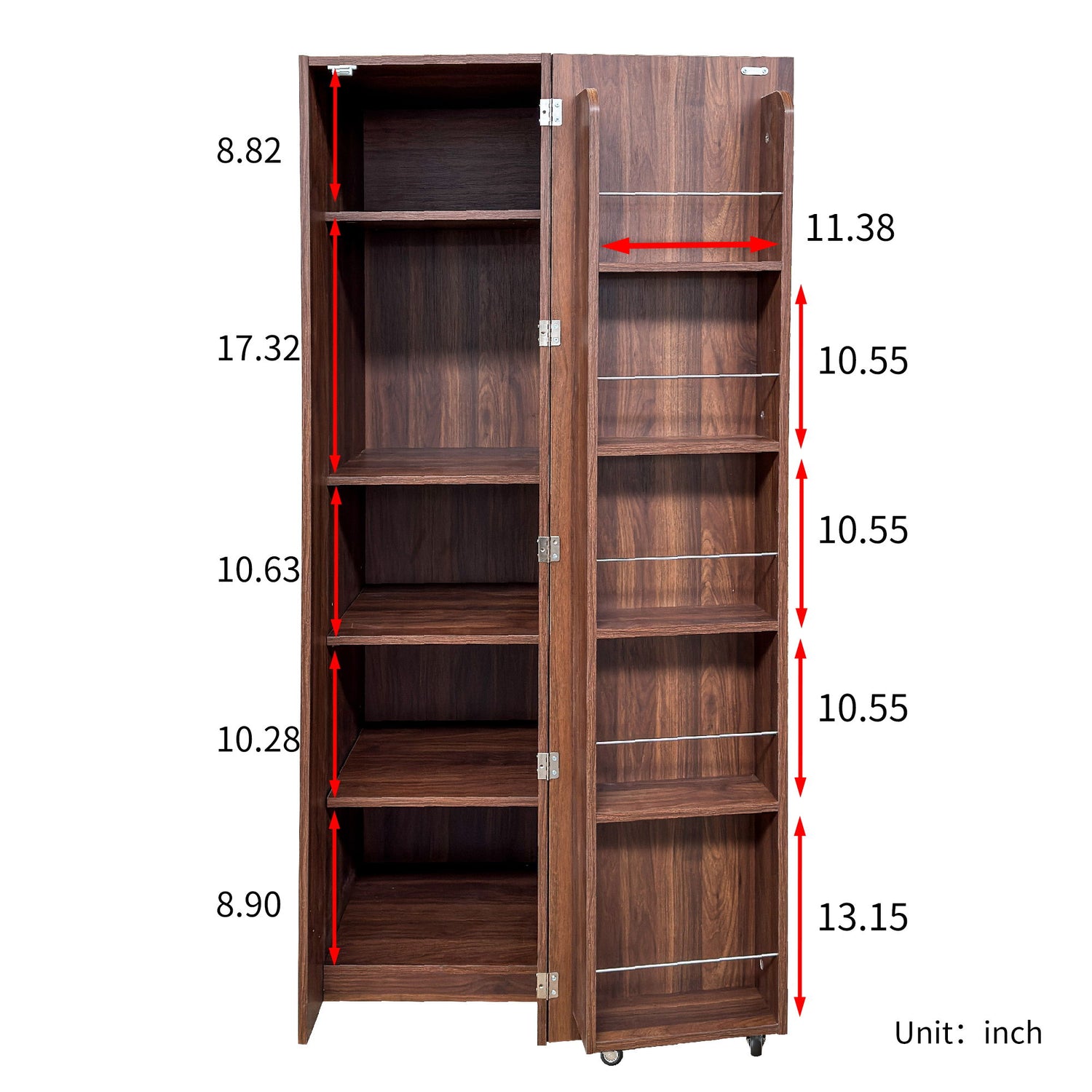 Freestanding Buffet Cupboards Sideboard With Doors &amp; Shelves, Kitchen Pantry Storage Cabinet - Walnut
