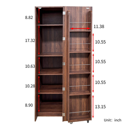 Freestanding Buffet Cupboards Sideboard With Doors &amp; Shelves, Kitchen Pantry Storage Cabinet - Walnut