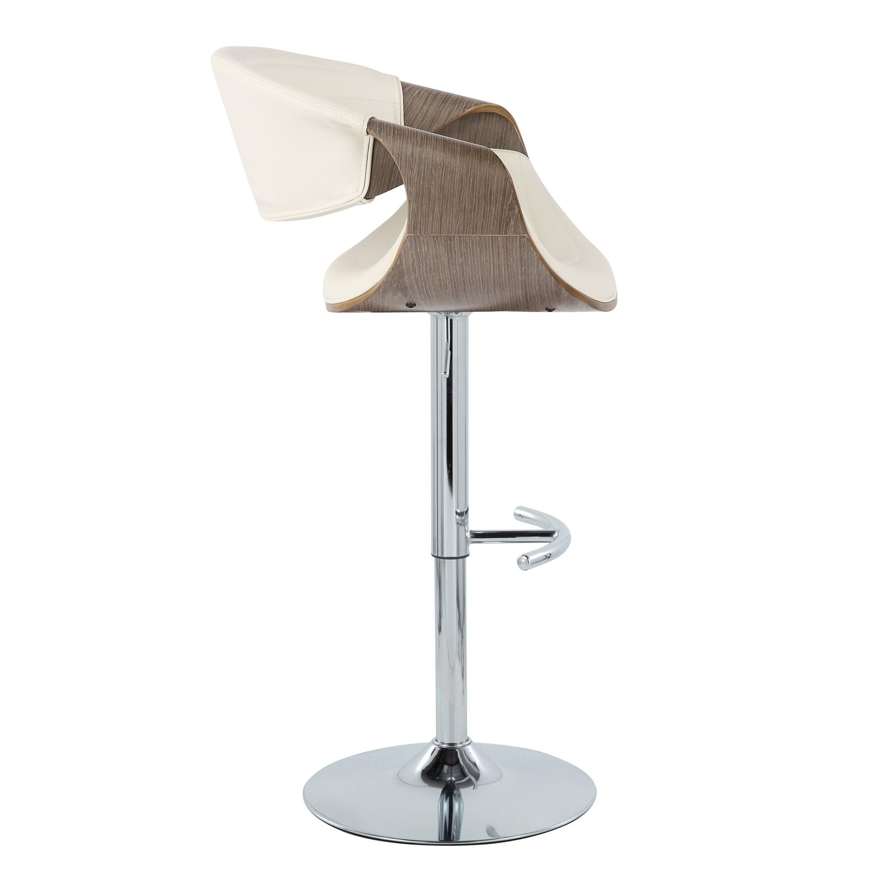 Symphony - Mid Century Modern Adjustable Barstool With Swivel &amp; Rounded T Footrest (Set of 2)