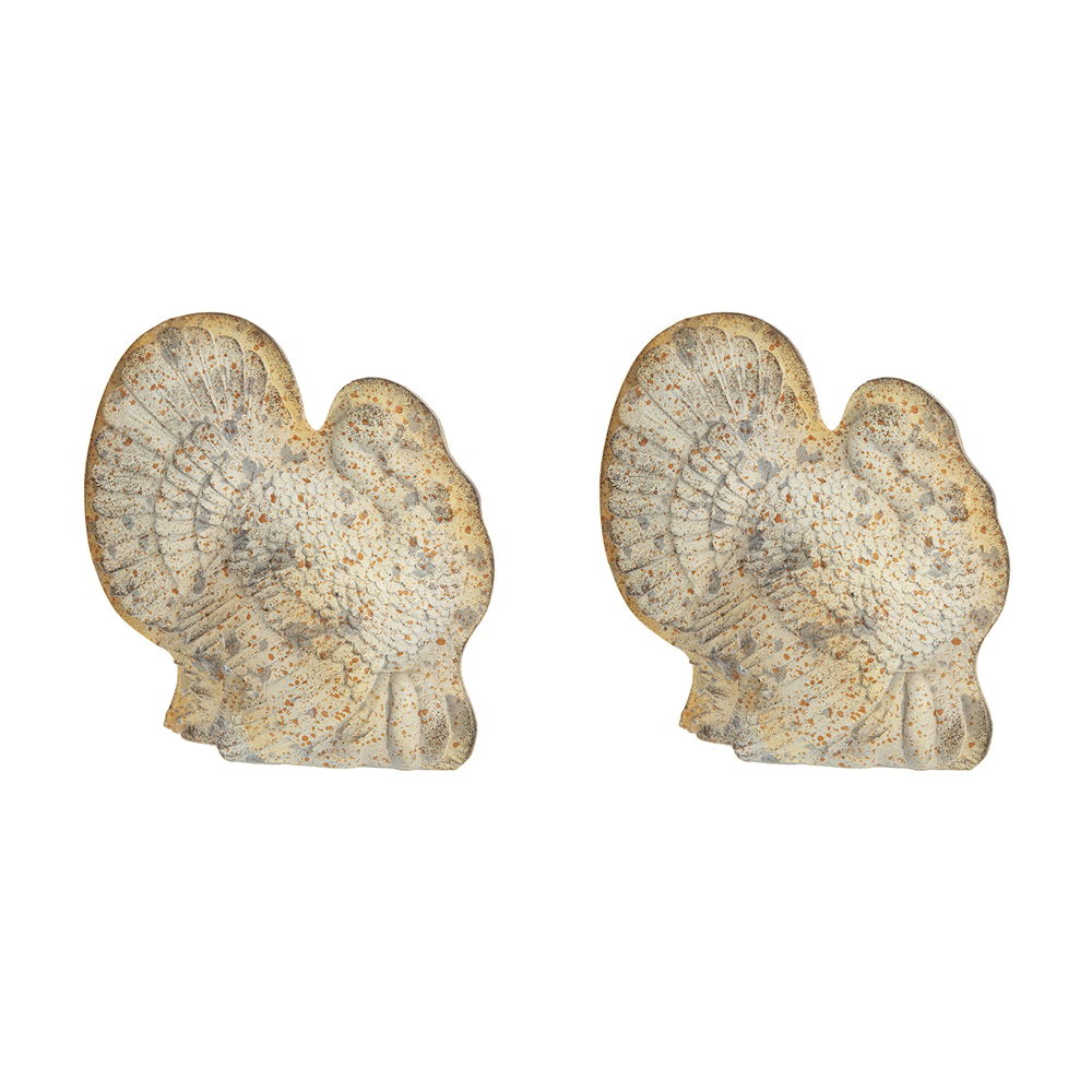 Resin Turkey With Pumpkin Rustic, For Harvest Festival Fall Festival &amp; Thanksgiving Table Decorations (Set of 2) - Gray