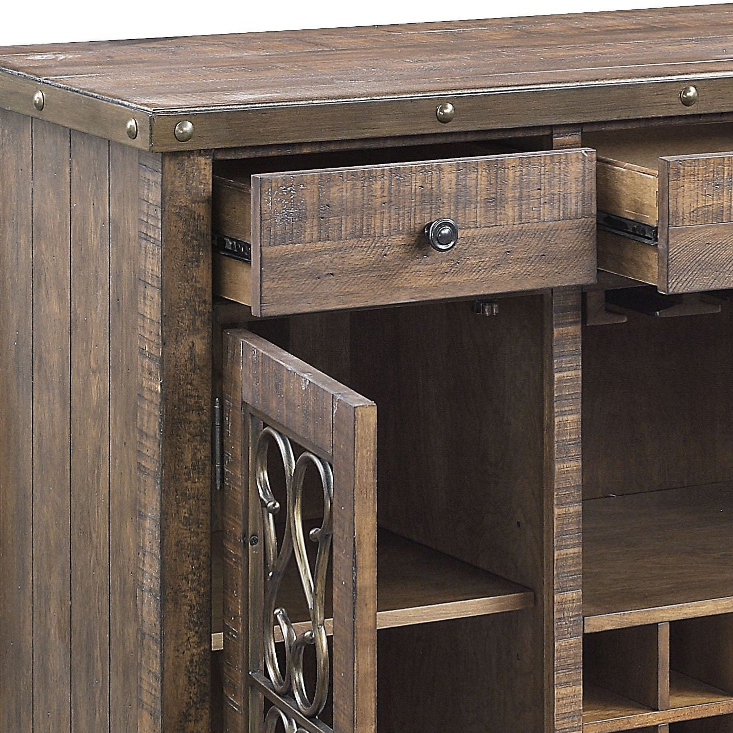 Raphaela - Server With Cup Holder &amp; Wine Rack - Cherry