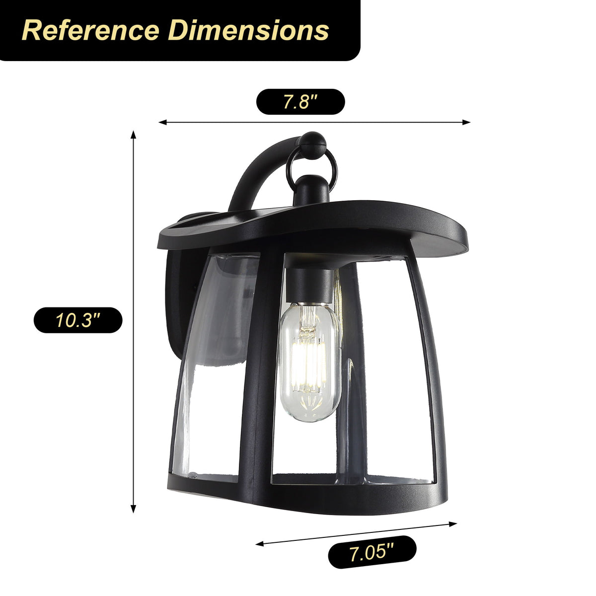 Waterproof Solar Wall Lanterns With 2 Solar Panels, 4 Lighting Modes, Outdoor Hanging Lights - Black