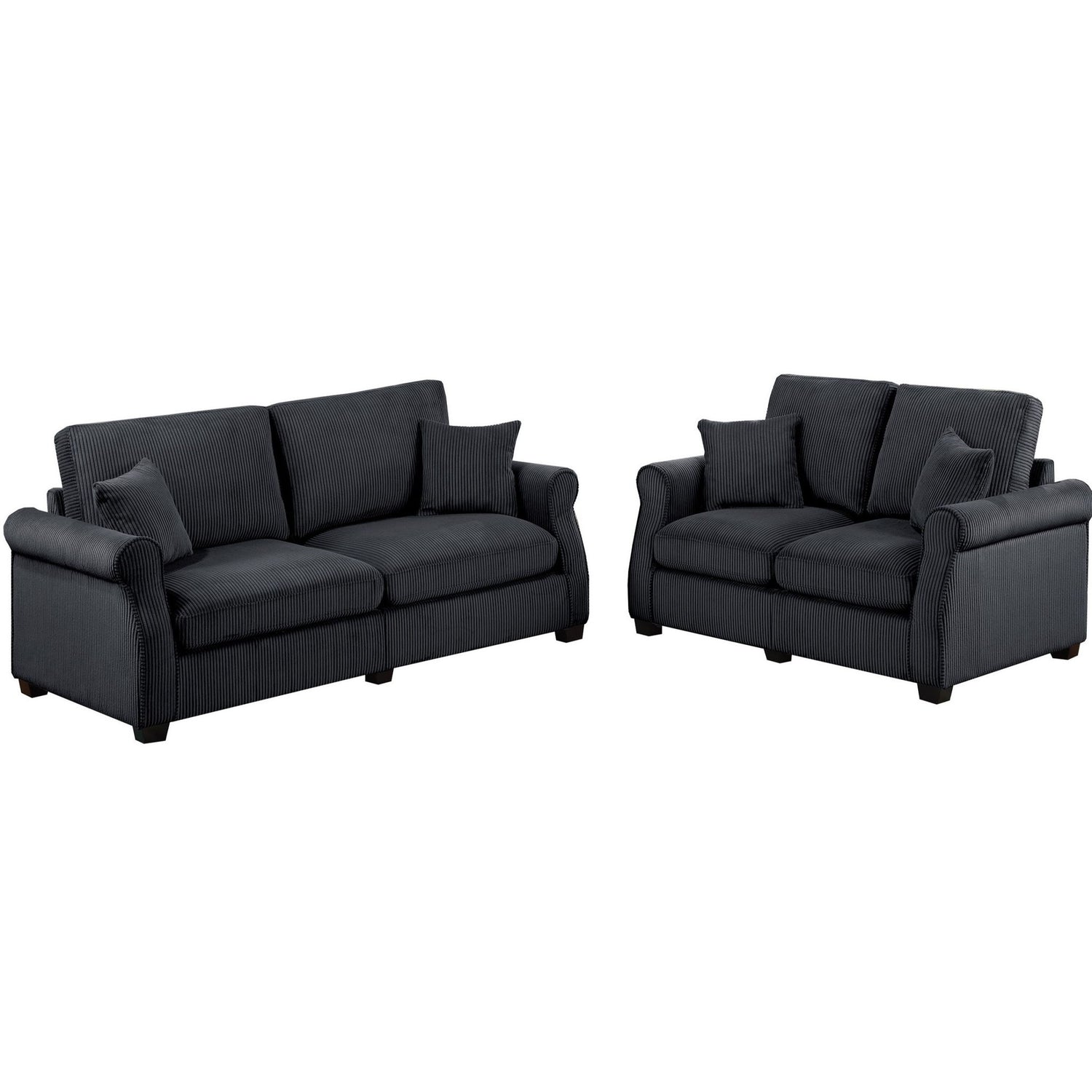 Contemporary 2 Piece Sofa Set With Matching Pillows