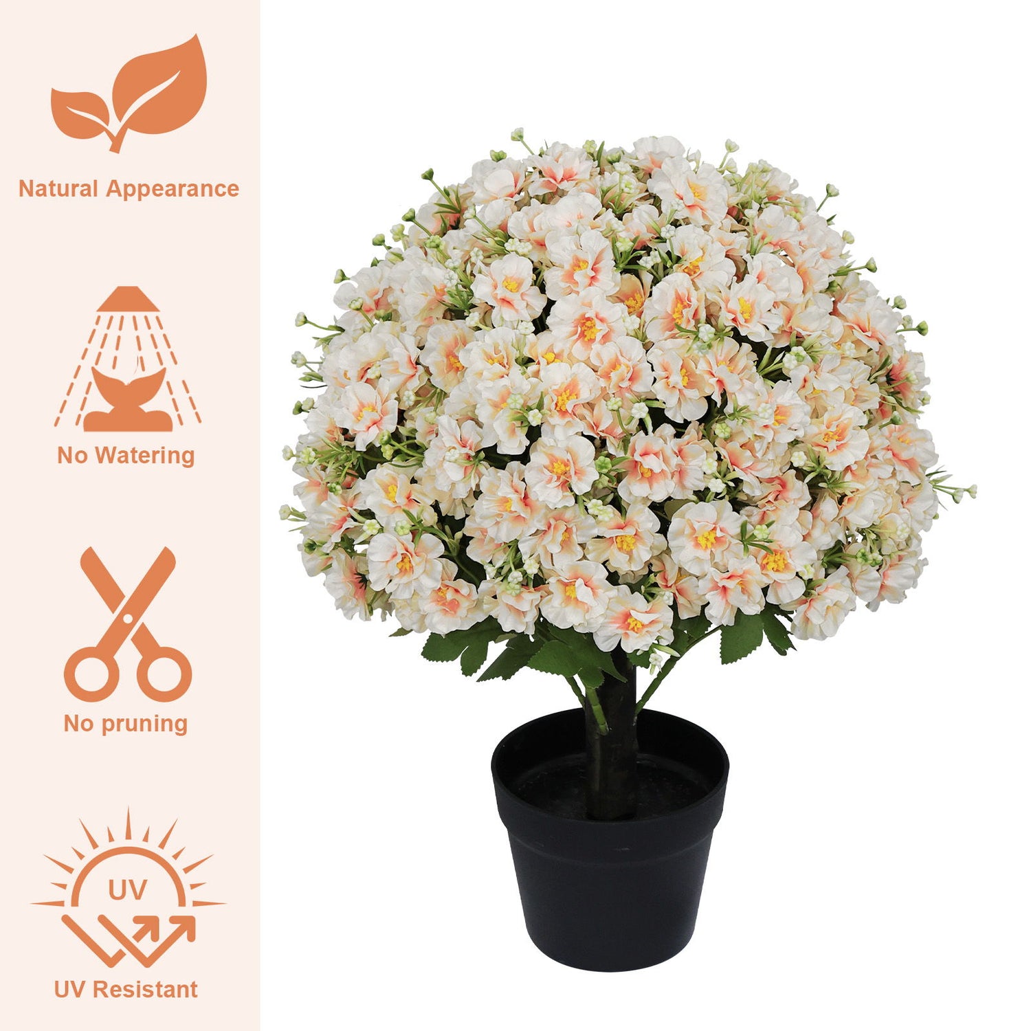 Artificial Snow Lotus Potted Plant, Artificial Floral Decor For Indoor &amp; Outdoor Spaces - White / Pink