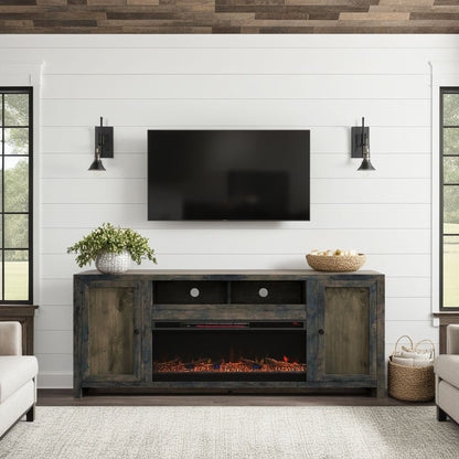 Joshua Creek - Electric Fireplace TV Stand For TVs Up To 95&quot; - Barnwood