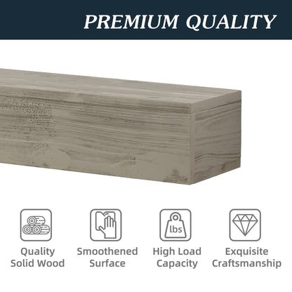Rustic Wood Fireplace Mantel, Wall-Mounted &amp; Floating Shelf For Home Decor