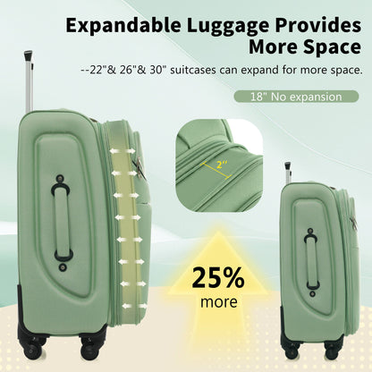 Softside Luggage 4 Piece Set With Expandable Spinner Wheels