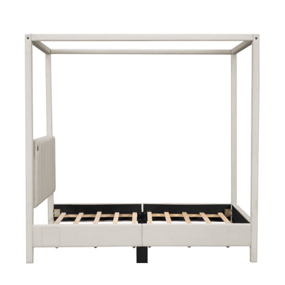 Canopy Platform Bed With USB And Type-C Ports
