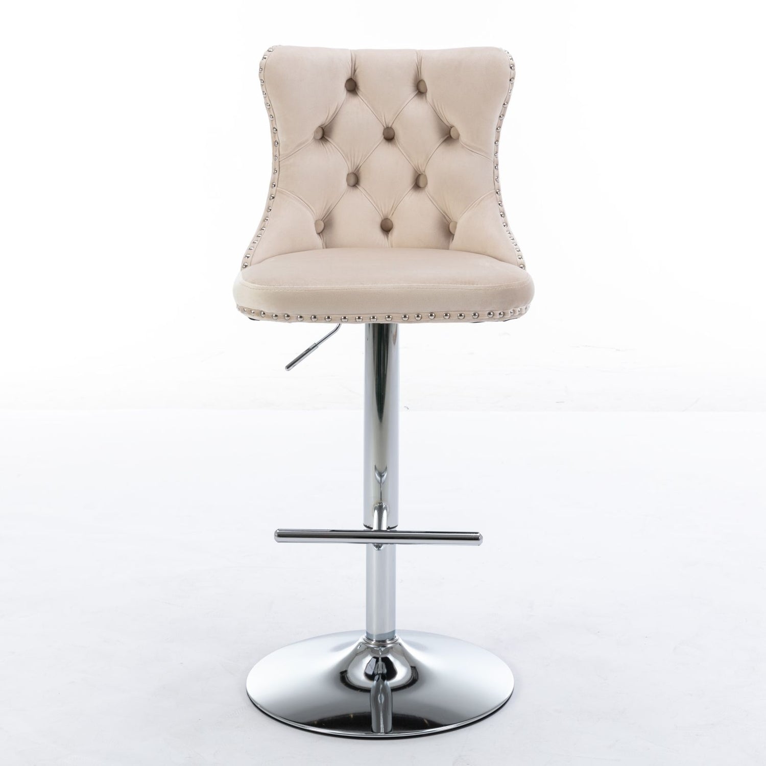 Swivel Velvet Barstools Adjusatble Seat Height From 25-33&quot;, Modern Upholstered Chrome Base Bar Stools With Backs Comfortable Tufted For Home Pub And Kitchen Island (Set of 2)