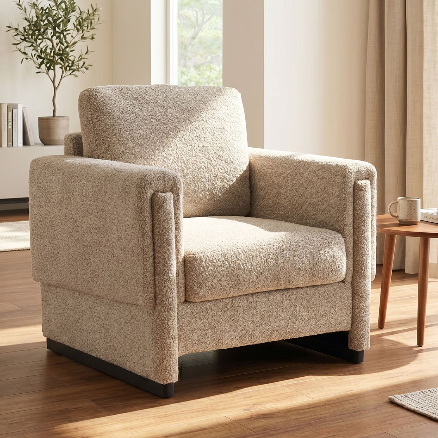 Upholstered Accent Armchair With Square Arm