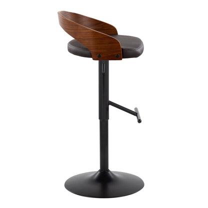 Grotto - Contemporary Adjustable Barstool &amp; Swivel With Straight T Footrest (Set of 2)