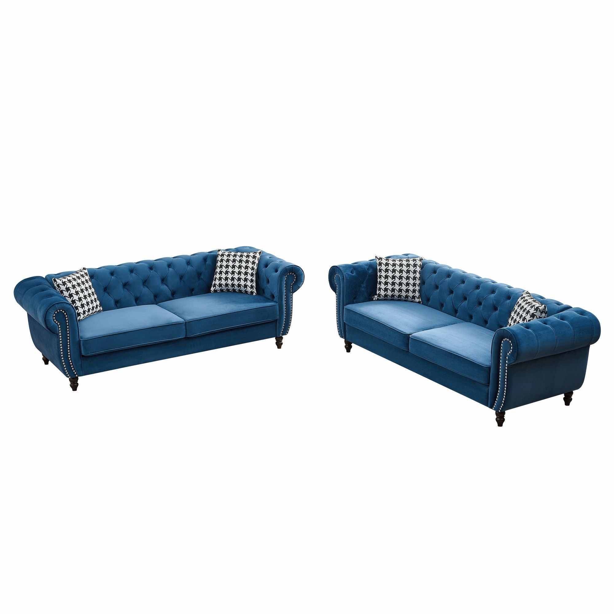 Chesterfield Set With Roll Armrest &amp; Nailhead