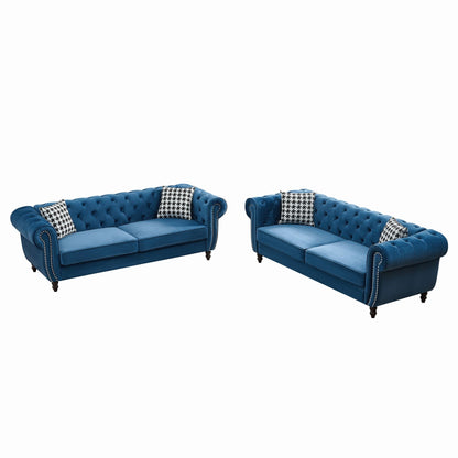 Chesterfield Set With Roll Armrest &amp; Nailhead
