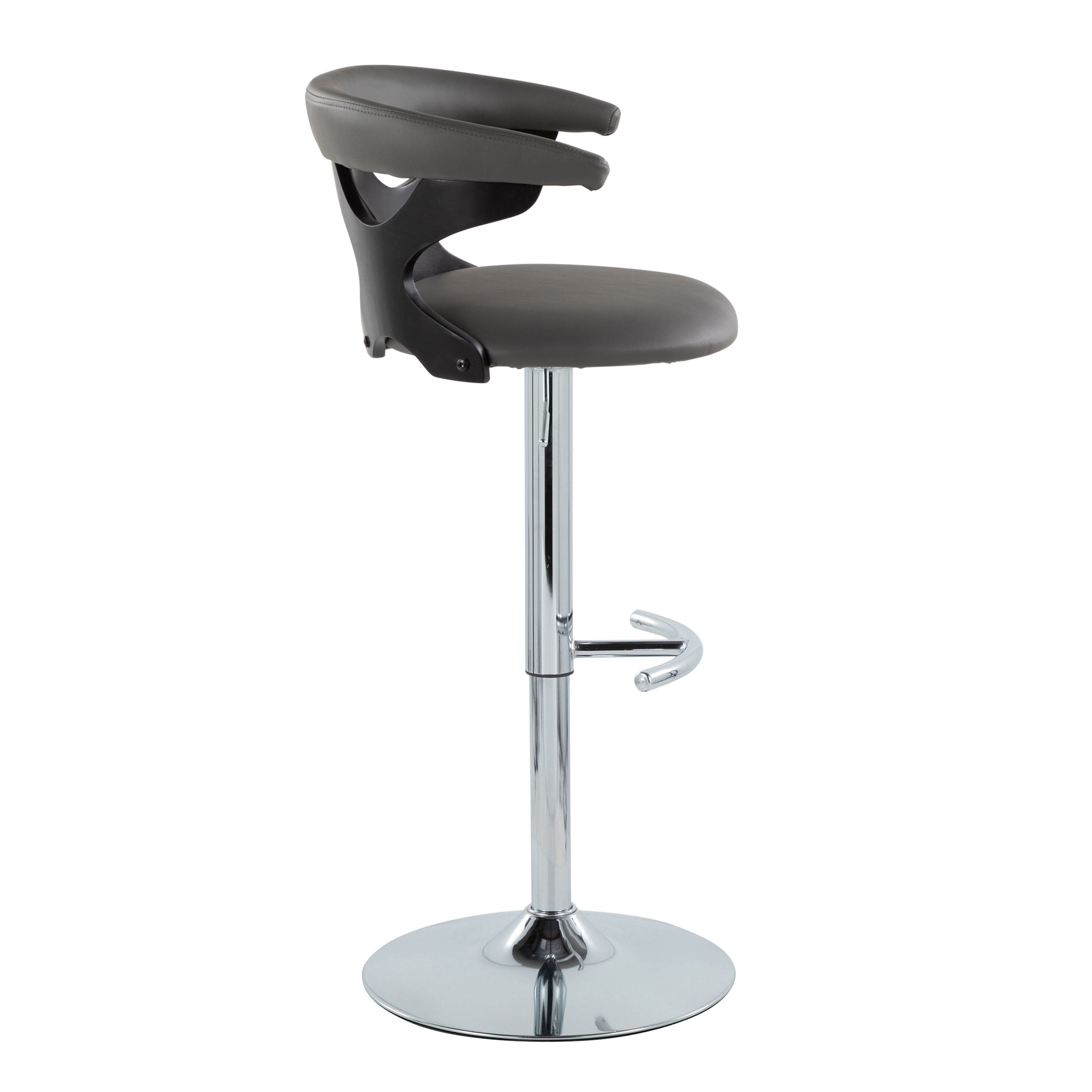 Gardenia - Contemporary Adjustable Barstool &amp; Swivel, Rounded T Footrest (Set of 2)