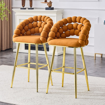 Bubble, Ball Chain Tufted Bar Chairs For Kitchen Island &amp; Home Bar (Set of 2)