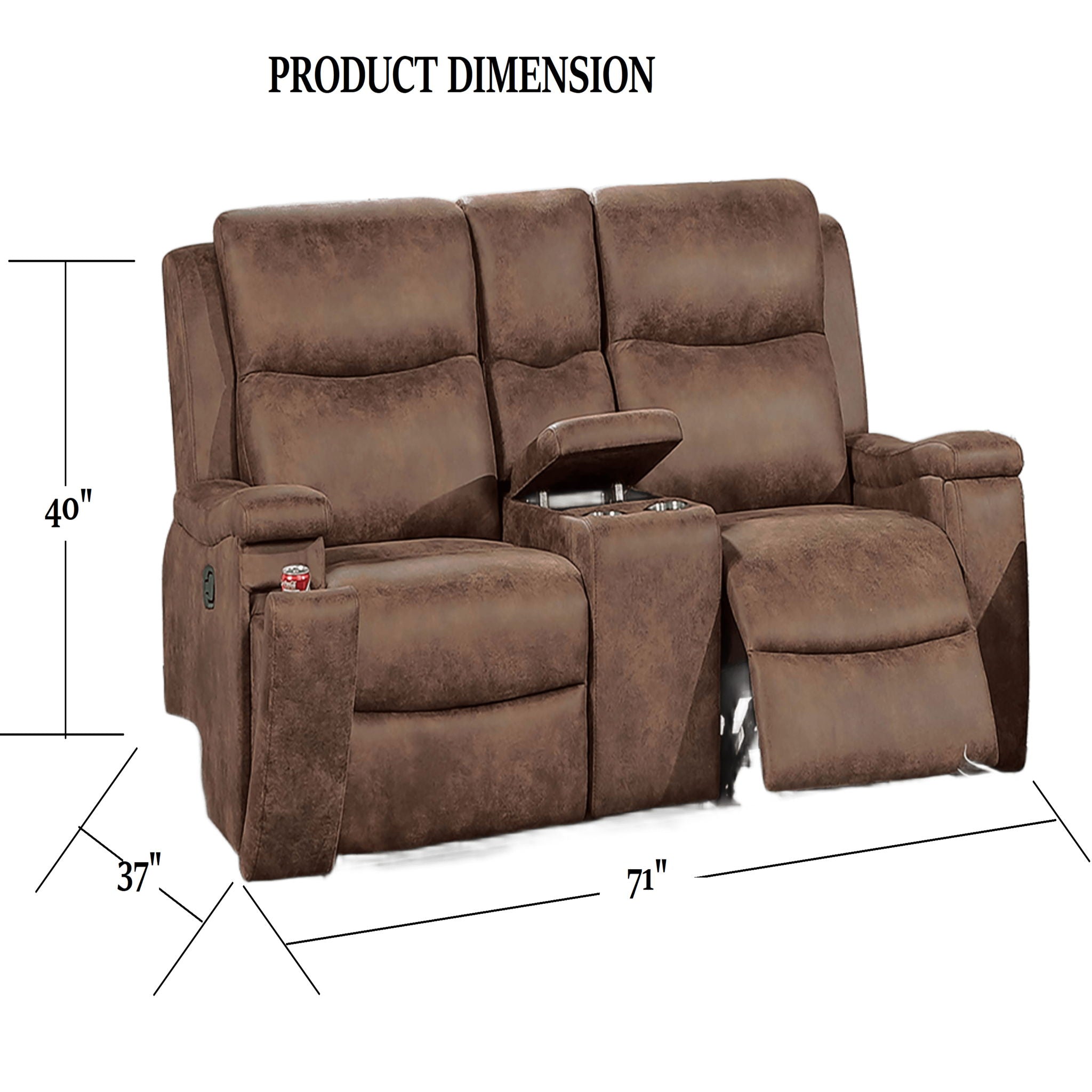 Modern Manual Motion Living Room Set &amp; Hidden Cup Holders