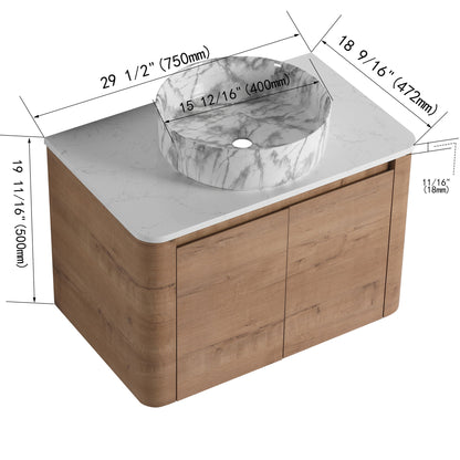 Wall Mounted Bathroom Vanity With Art Sink &amp; 1 Soft Close Door