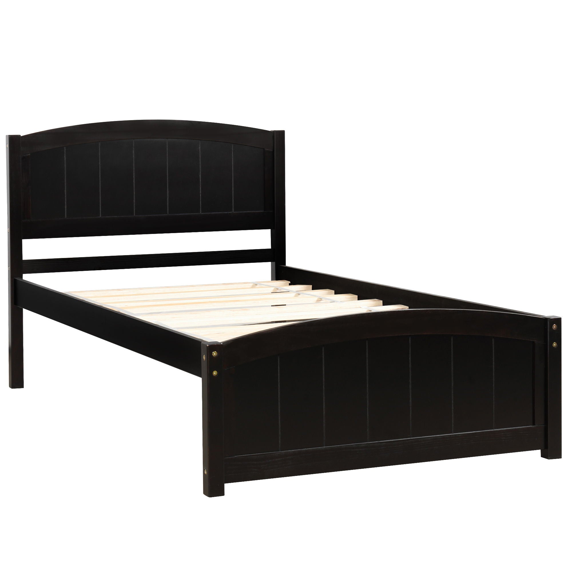 Platform Bed &amp; Headboard, Footboard And Wood Slat Support