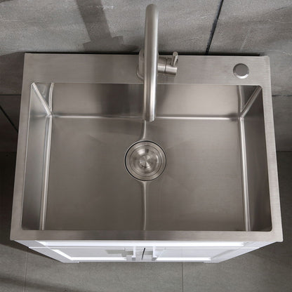 24&quot; Stainless Steel Washing Sink With Faucet Hoses And Drain Head Only (Update) - Silver