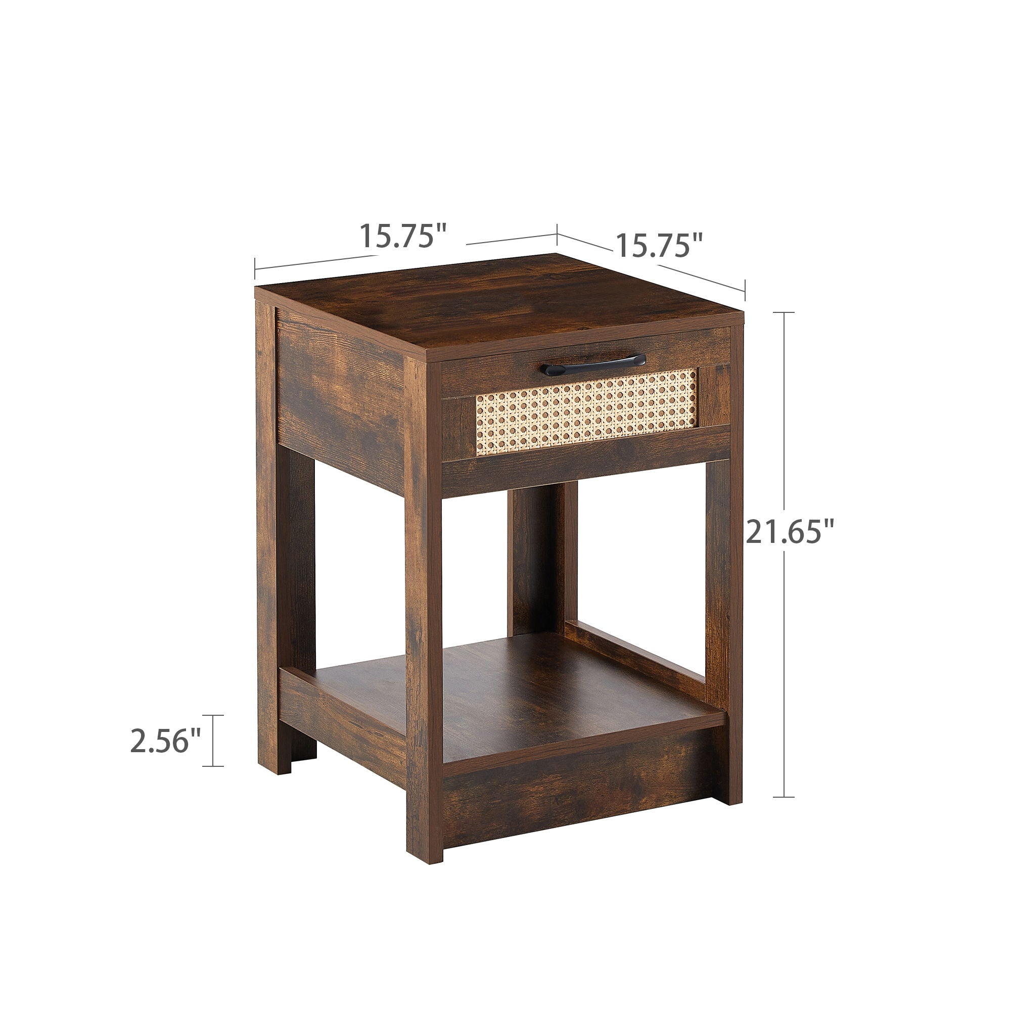 15.75&quot; Rattan End Table With Drawer, Modern Nightstand, Side Table For Living Room, Bedroom