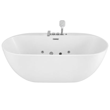 Xavier - Single Person AcrylicCorner Massage Bathtub, Featuring A Gfci Plug, Ul Certified Pump, Upc Certified Drain, And Swivel Faucet - Milk White