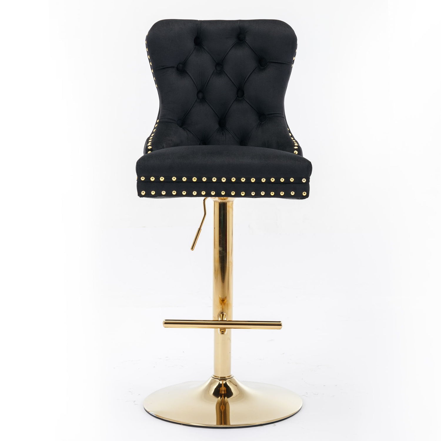 Thick Golden Swivel Velvet Barstools Adjusatble Seat Height From 25-33&quot;, Modern Upholstered Bar Stools With Backs Comfortable Tufted For Home Pub And Kitchen Island (Set of 2)