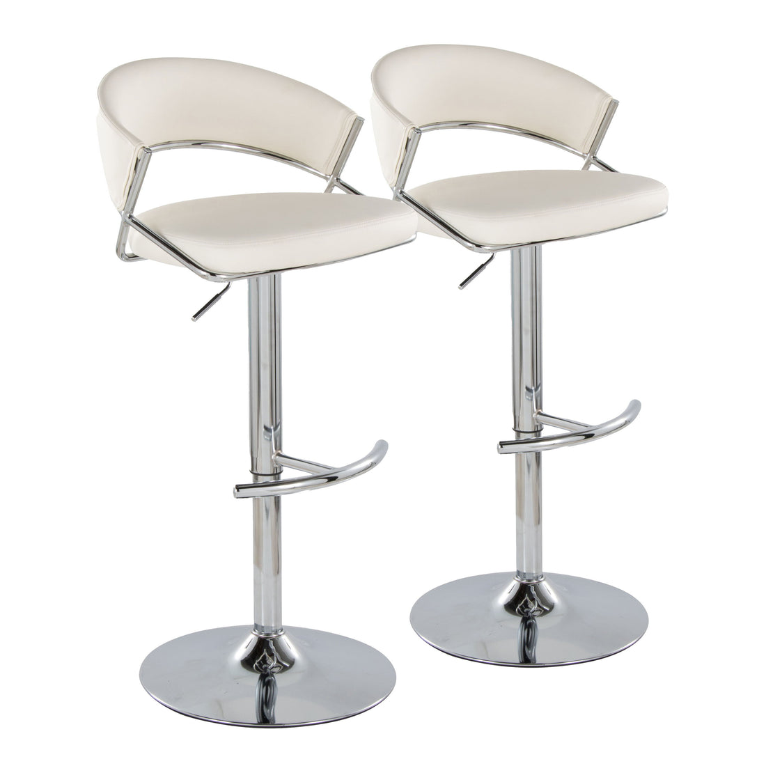 Jie - Contemporary Adjustable Barstool With Swivel &amp; Rounded T Footrest (Set of 2)