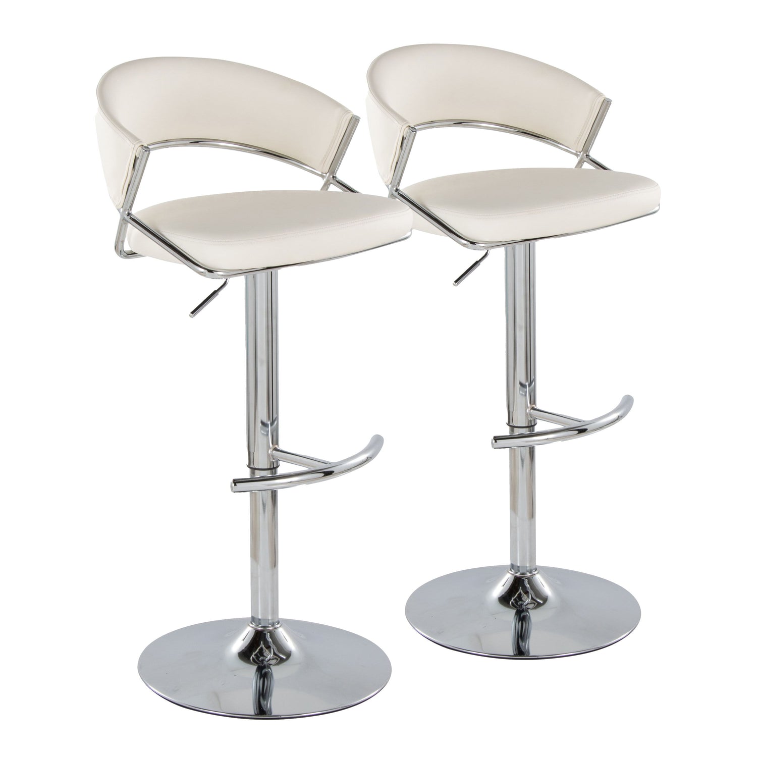 Jie - Contemporary Adjustable Barstool With Swivel &amp; Rounded T Footrest (Set of 2)
