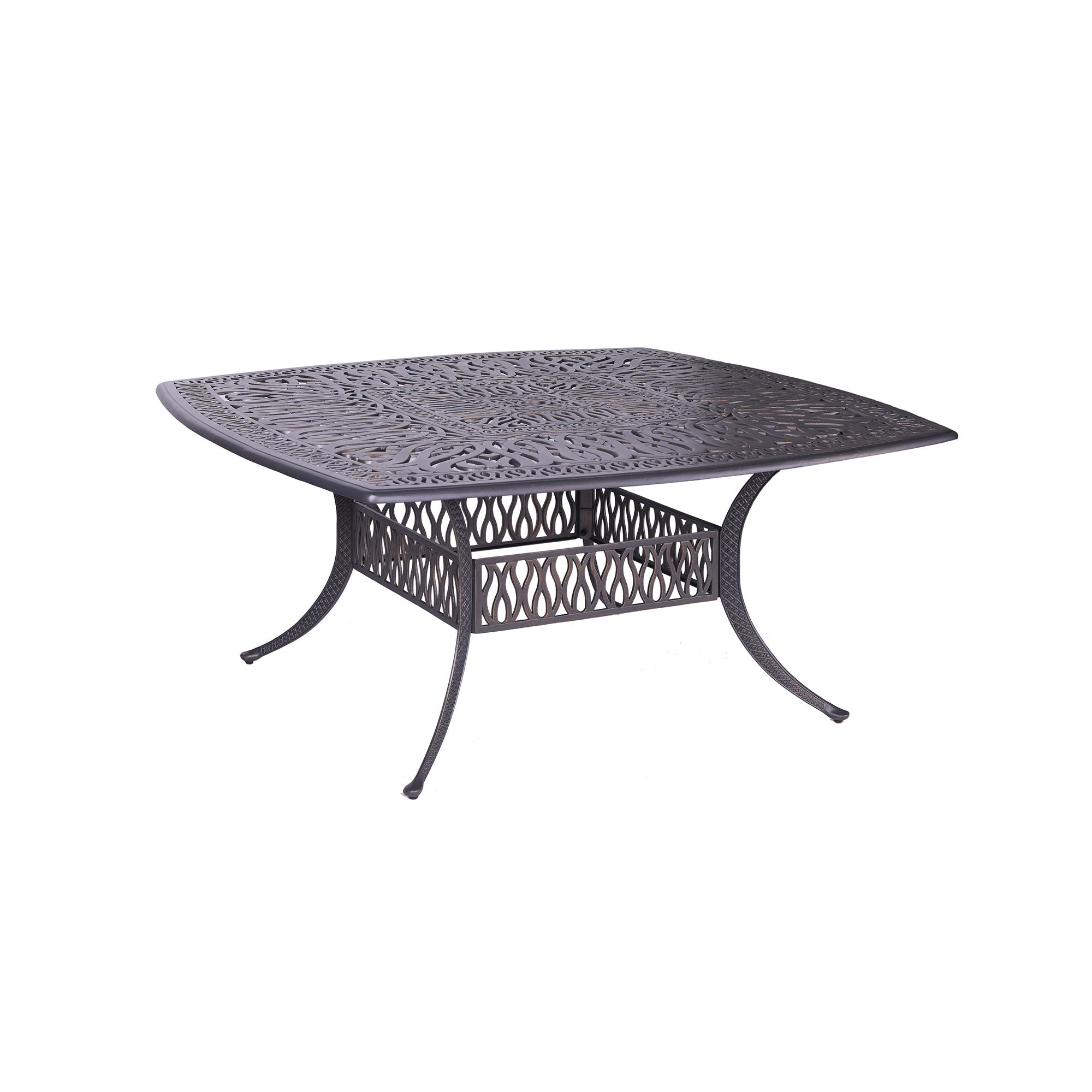 Square 8 Person 64&quot; Long Aluminum Dining Set With Cushions