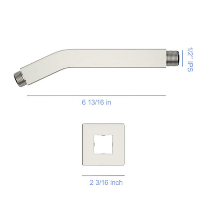 Elegant 6&quot; Shower Arm With Flange, Stainless Steel Construction For Rain Shower Heads