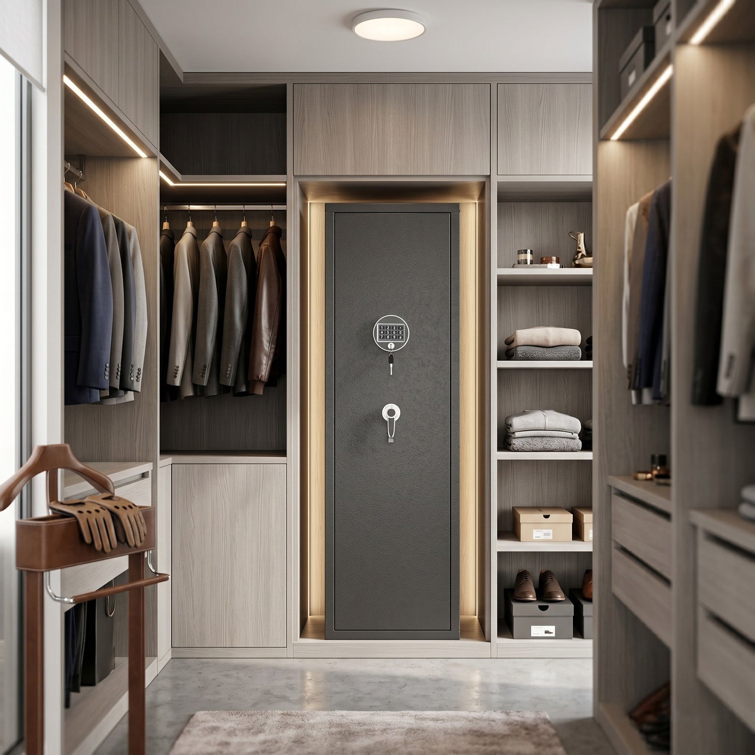 High Large Capacity Mechanical Gun Safe For Rifles &amp; Handguns, Digital Password Lock, Built In Independent Lock Box, Adjustable Shelves - Black