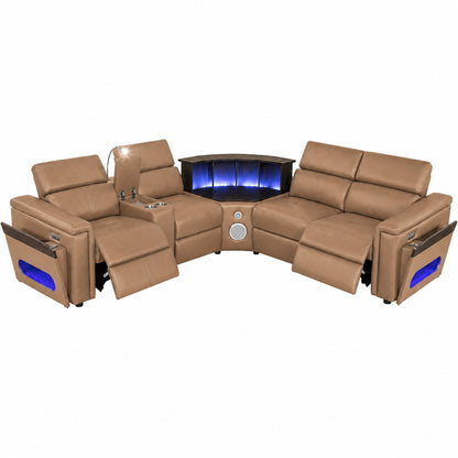 Nova - Sectional With Bluetooth Speaker, LED And Lifting Wine Cabinet