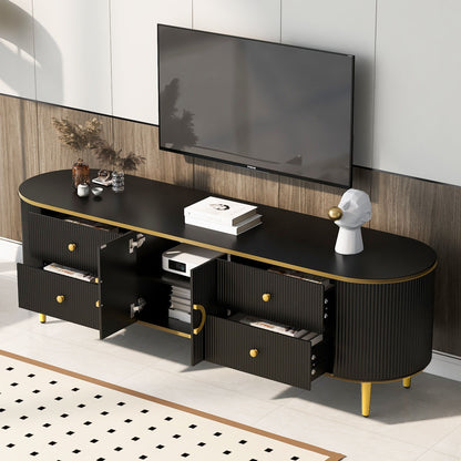 Modern TV Stand For TVs Up To 80&quot;, Entertainment Center With 4 Drawers And 1 Cabinet, Wood TV Console Table With Metal Legs And Handles For Living Room