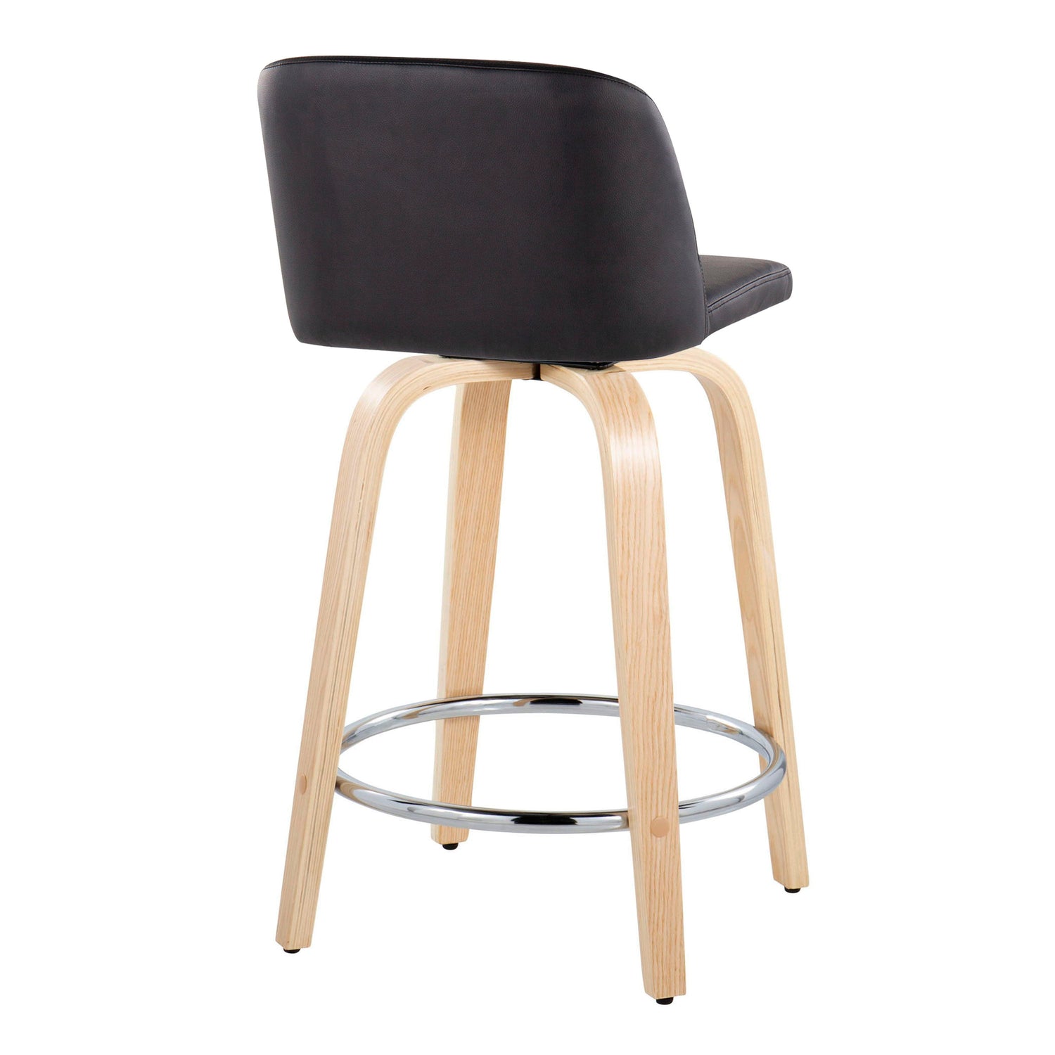 Toriano - Contemporary Fixed Height Counter Stool &amp; Swivel And Round Footrest (Set of 2)