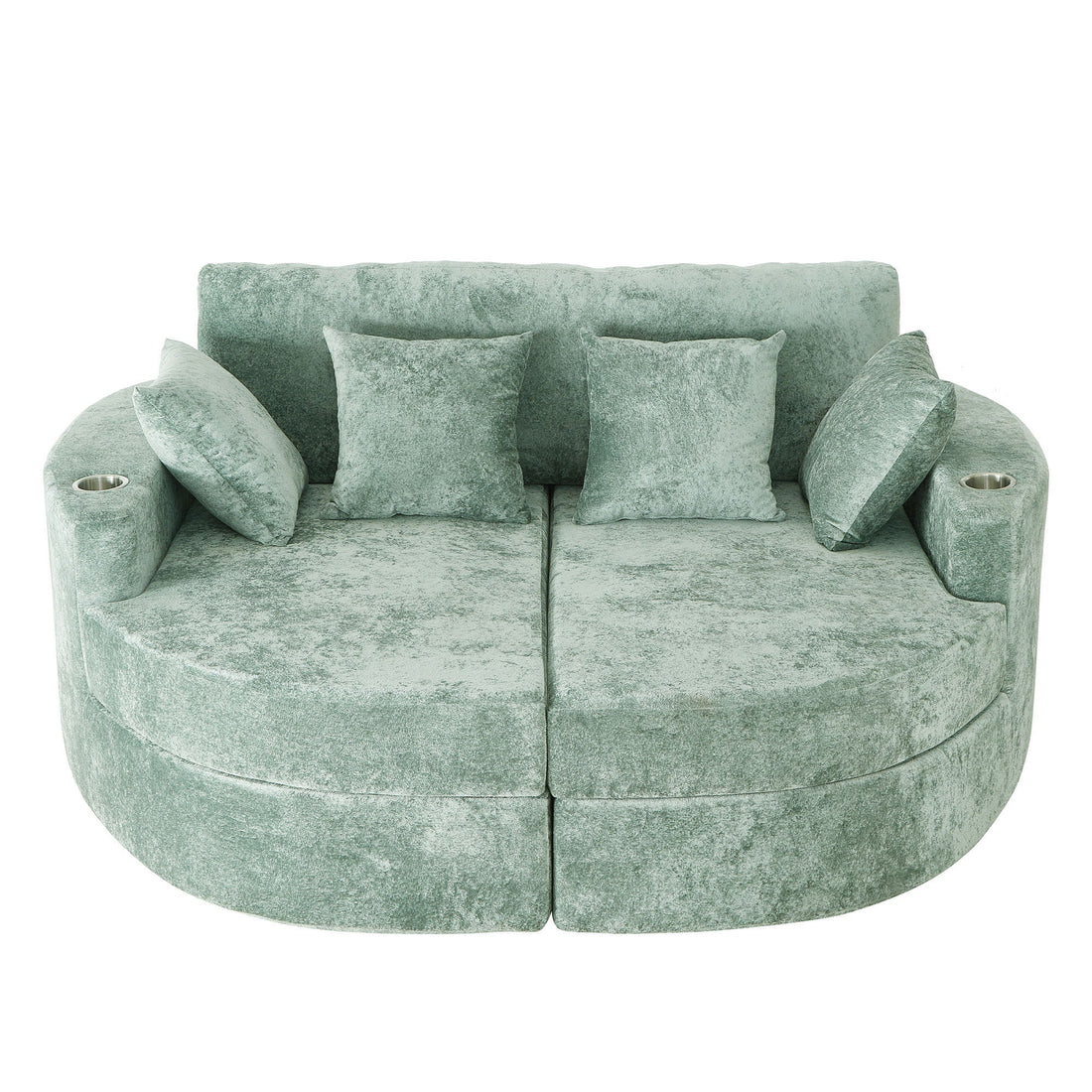 Boneless Design Upholstered Sofa Bed With Cup Holders