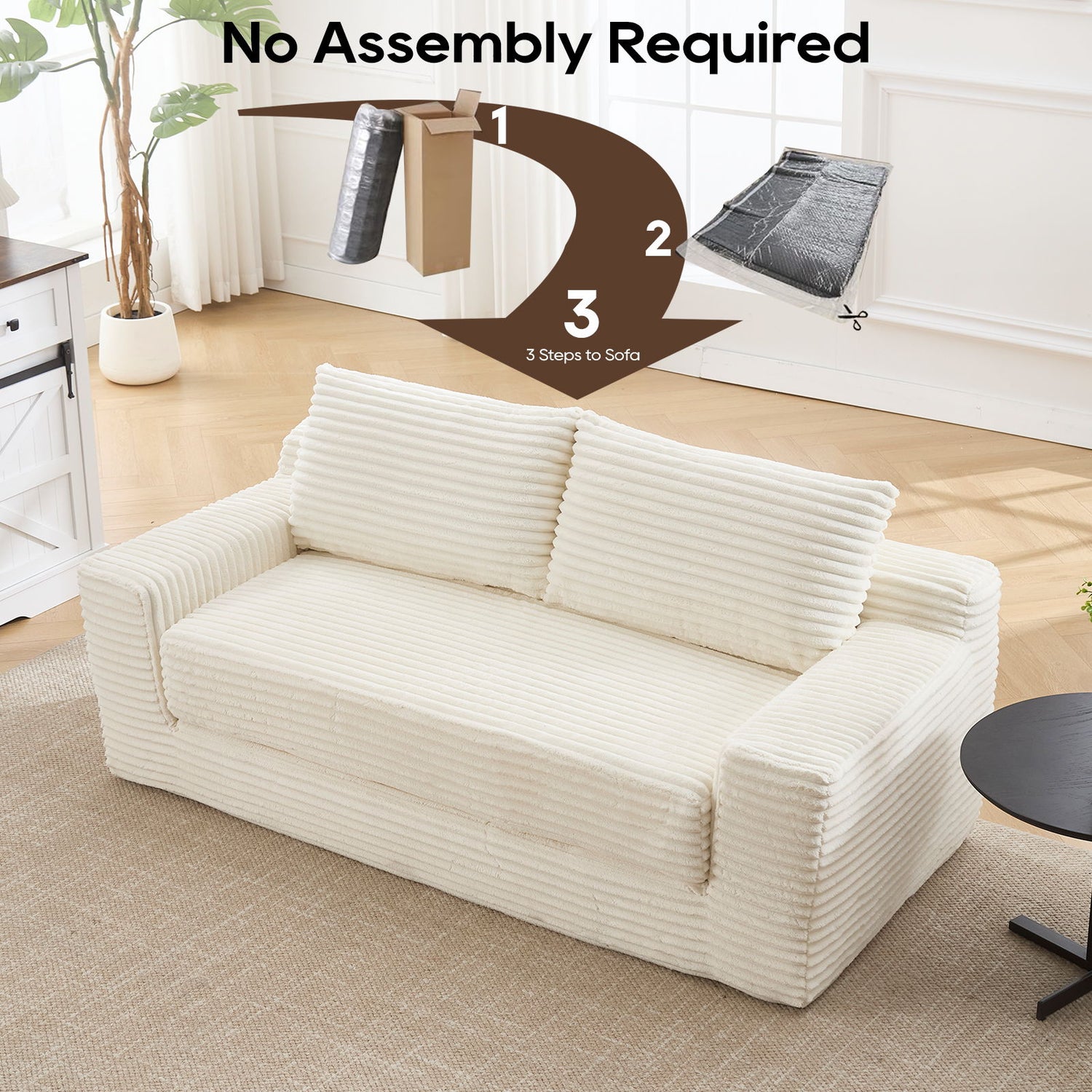Convertible Loveseat Sofa Bed With Memory Foam &amp; Steel Frame