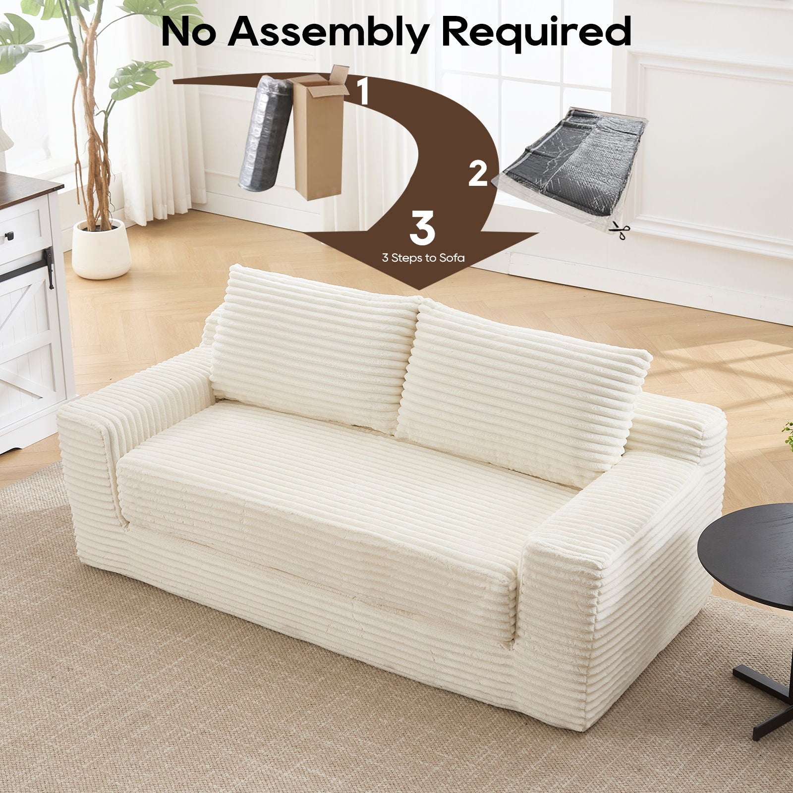 Convertible Loveseat Sofa Bed With Memory Foam &amp; Steel Frame