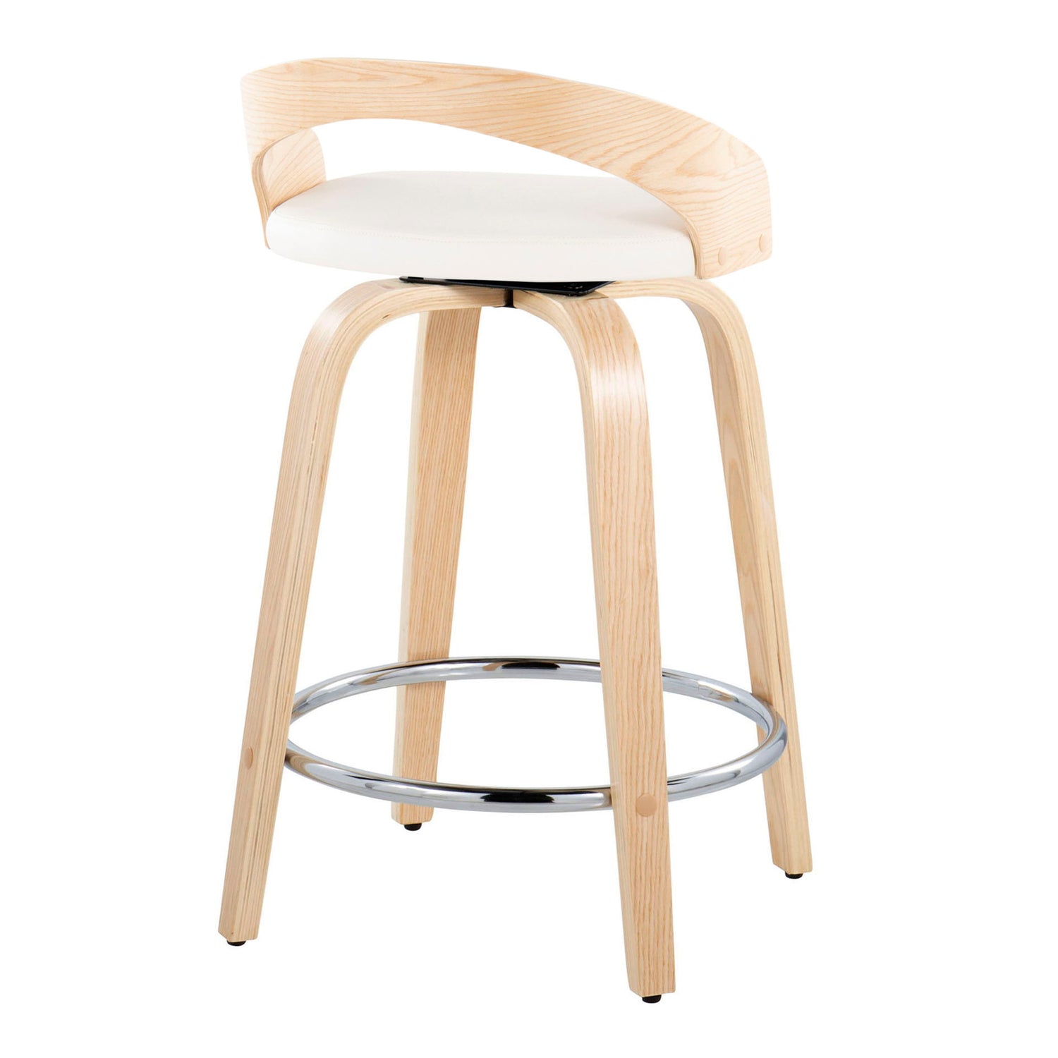 Grotto - Contemporary Fixed Height Counter Stool &amp; Swivel, Round Footrest (Set of 2)