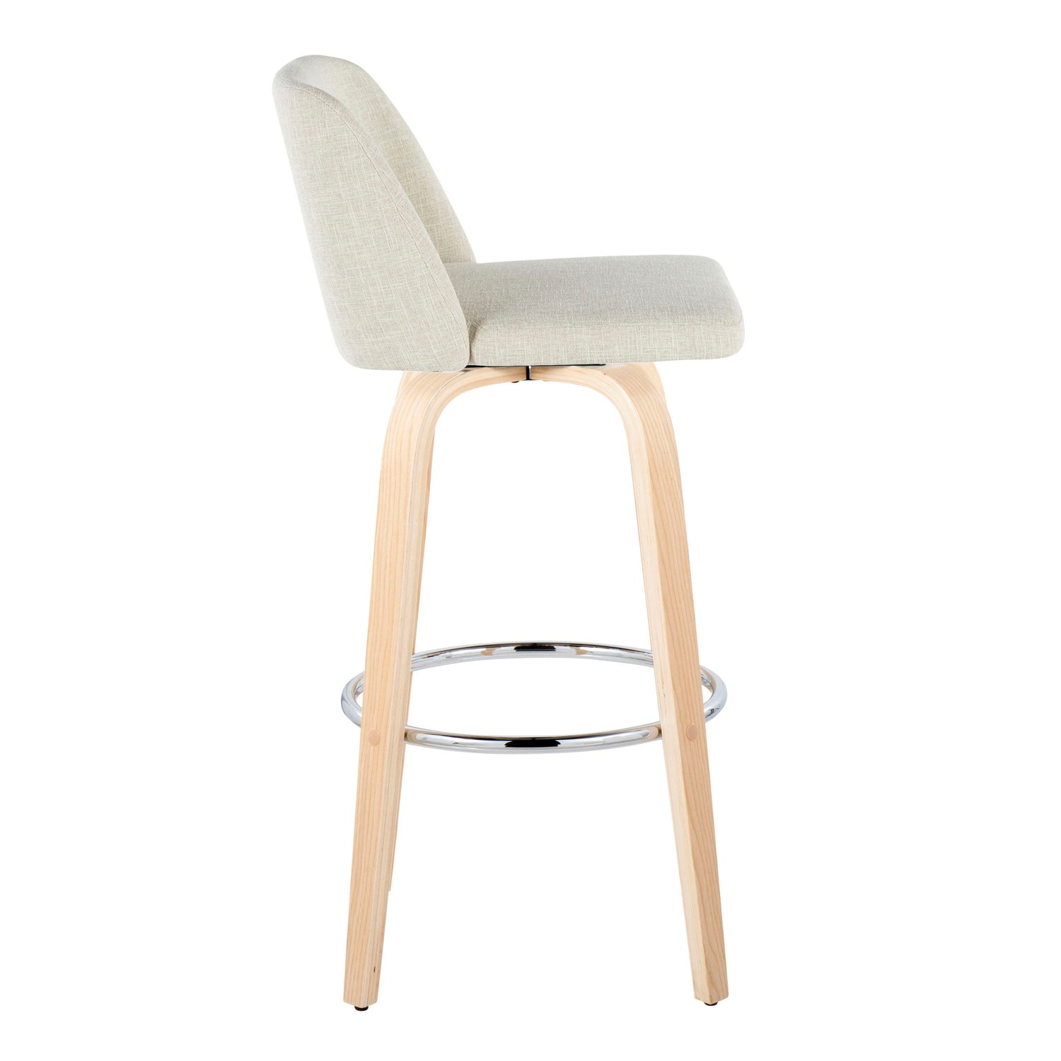 Toriano - Contemporary, Fixed Height Barstool Swivel &amp; Round Footrest (Set of 2)