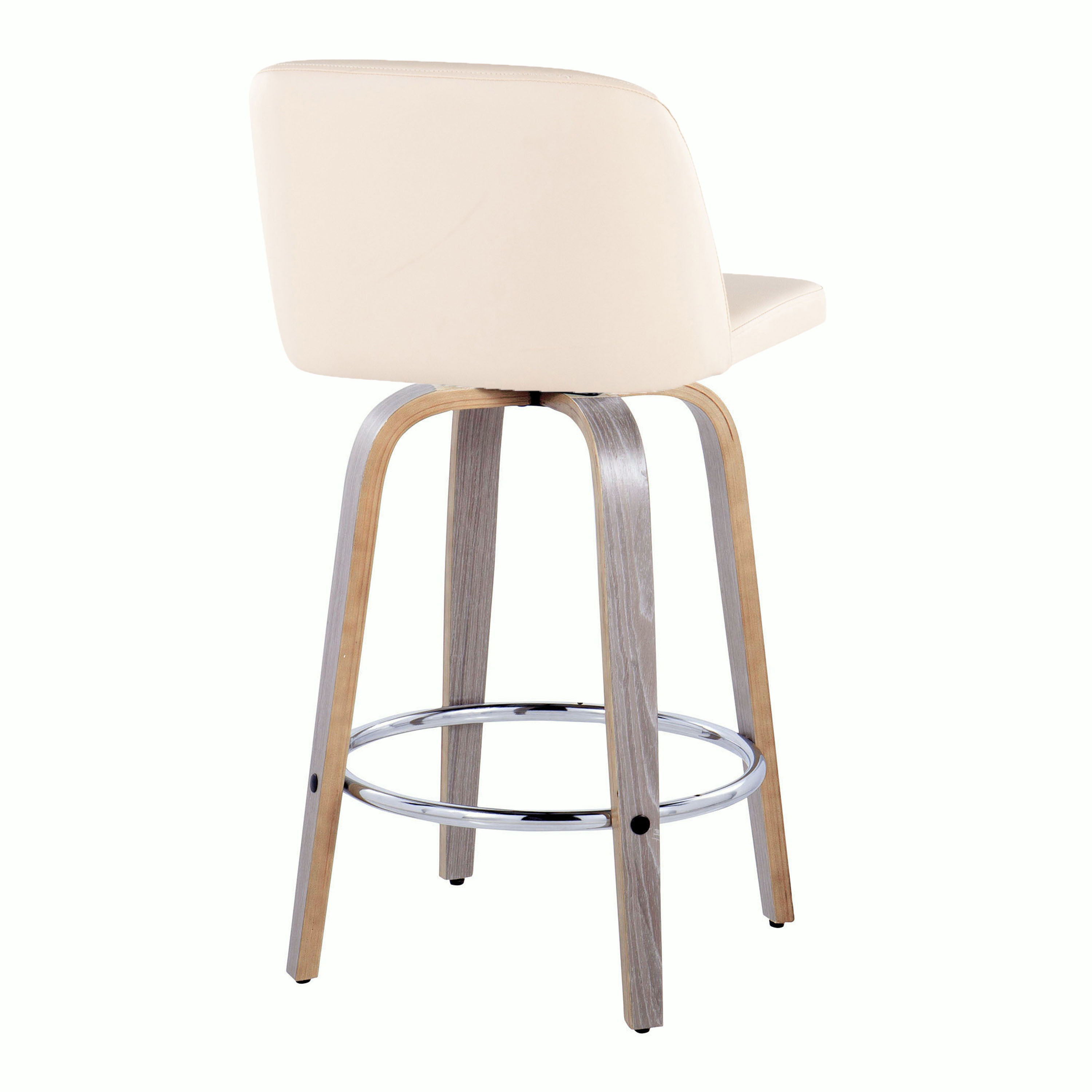 Toriano - Contemporary Fixed Height Counter Stool With Swivel &amp; Round Footrest Modern Design (Set of 2)