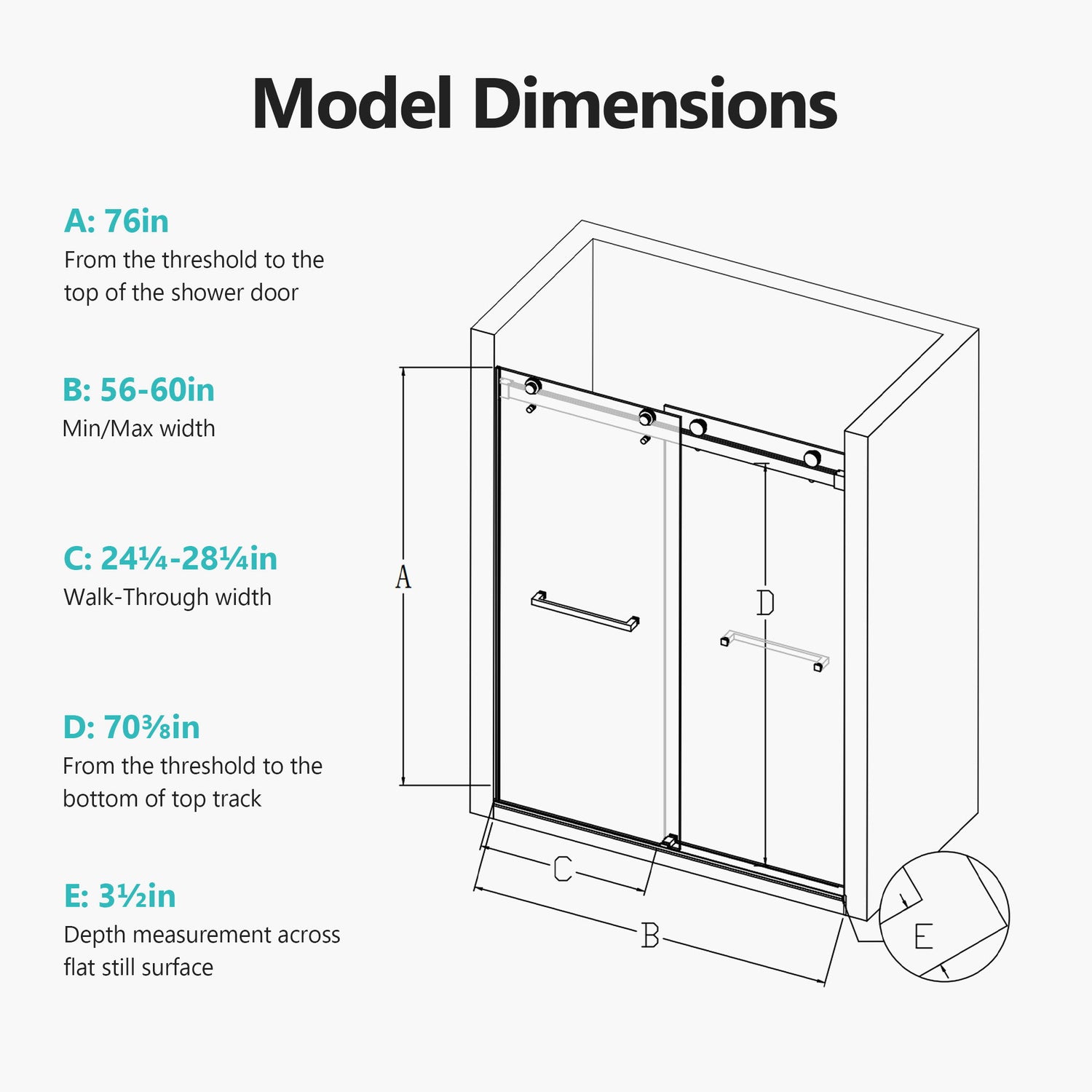 Frameless Double Sliding Soft-Close Shower Door, 3 / 8&quot; (10Mm) Thick SGCC Tempered Glass Door, Matte
